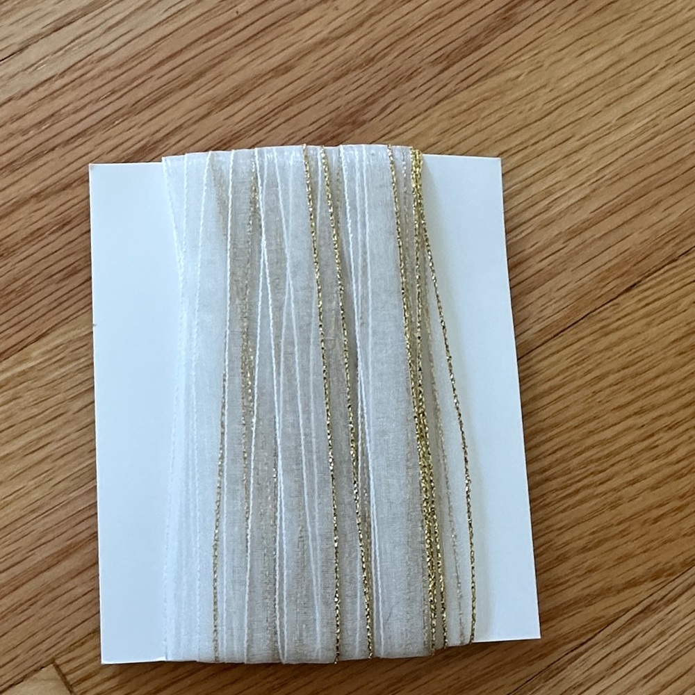 3/8 inch Elegant White and Gold Ribbon - 10 yards